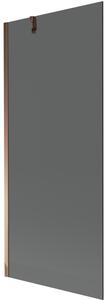 Mexen Next, kádparaván 1 szárny 80 x 150 cm, fix szárny, 6 mm szürke üveg, rózsa arany profil, 895-080-000-00-40-60