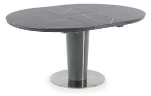 Asztal Houston 958, Sötétszürke, Szürke márvány, 76cm, Hosszabbíthatóság, Edzett üveg, Fém