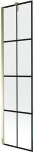 Mexen Next, kádparaván 1 szárny 50 x 150 cm, fix szárny, 6 mm átlátszó üveg fekete mintával, arany profil, 895-050-000-00-77-50