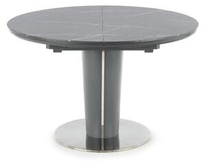 Asztal Houston 958, Szürke márvány, Sötétszürke, 76cm, Hosszabbíthatóság, Edzett üveg, Fém