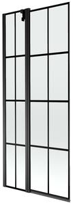 Mexen Flip 2-szárnyú fürdőkádparaván, 80 x 150 cm, fekete rácsos, fekete - 894-080-101-70-77