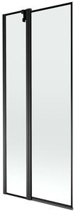 Mexen Flip, 1 szárnyú kádparaván 80 x 150 cm, 6 mm átlátszó üveg-fekete mintás, fekete profil, 894-080-101-70-70