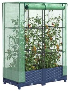 Rattan megjelenésű magaságyás melegháztakaróval 80x40x123 cm