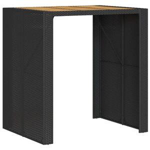 VidaXL fekete polyrattan kerti asztal akácfa lappal 105 x 80 x 110 cm