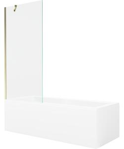 Mexen Cubik téglalap alakú kád 160 x 70 cm burkolattal és 1-szárnyú paravánnal 80 cm, átlátszó, arany - 550316070X9508000050