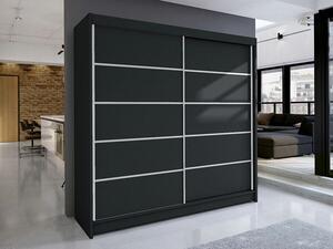 Gardróbszekrény Closico Cavaris IV, Laminált forgácslap, 215x180x58cm, Fekete