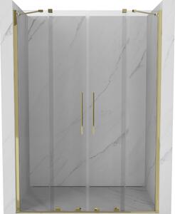 Mexen Velar Duo, nyitható tolóajtó 160x200 cm, 8mm átlátszó üveg, arany fényes, 871-160-000-02-50