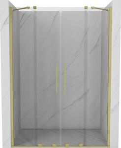 Mexen Velar Duo, nyitható tolóajtó 150x200 cm, 8mm átlátszó üveg, arany matt, 871-150-000-02-55