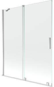 Mexen Velar, 2 szárnyas eltolható kádparaván 140 x 150 cm, 8mm átlátszó üveg, króm profil, 896-140-000-01-01