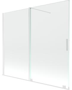 Mexen Velar, 2 szárnyas eltolható kádparaván 180 x 150 cm, 8mm átlátszó üveg, fehér profil, 896-180-000-01-20