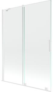 Mexen Velar, 2 szárnyas eltolható kádparaván 130 x 150 cm, 8mm átlátszó üveg, fehér profil, 896-130-000-01-20