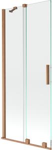 Mexen Velar, 2 szárnyas eltolható kádparaván 80 x 150 cm, 8mm átlátszó üveg, rézmatt, 896-080-000-01-65