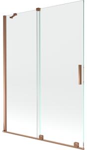 Mexen Velar, 2 szárnyas eltolható kádparaván 130 x 150 cm, 8mm átlátszó üveg, rózsaszín arany, 896-130-000-01-60