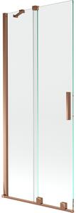 Mexen Velar, 2 szárnyas eltolható kádparaván 80 x 150 cm, 8mm átlátszó üveg, rózsaszín arany, 896-080-000-01-60