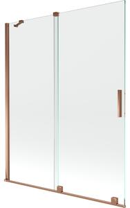 Mexen Velar, 2 szárnyas eltolható kádparaván 140 x 150 cm, 8mm átlátszó üveg, rózsaszín arany, 896-140-000-01-60
