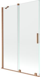 Mexen Velar, 2 szárnyas eltolható kádparaván 120 x 150 cm, 8mm átlátszó üveg, rézmatt, 896-120-000-01-65