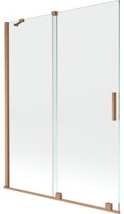 Mexen Velar, 2 szárnyas eltolható kádparaván 130 x 150 cm, 8mm átlátszó üveg, rézmatt, 896-130-000-01-65