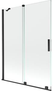 Mexen Velar kétajtós toló zuhanyfal 130 x 150 cm, átlátszó, fekete - 896-130-000-01-70