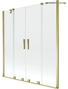 Mexen Velar Duo, 2 szárnyas eltolható kádparaván 140 x 150 cm, 8mm átlátszó üveg, arany fényes profil, 896-140-000-02-50