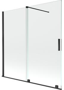 Mexen Velar, 2 szárnyas eltolható kádparaván 160 x 150 cm, 8mm átlátszó üveg, fekete matt, 896-160-000-01-70