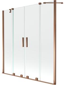 Mexen Velar Duo kádparaván, 2 szárnyú tolóajtós, 160 x 150 cm, átlátszó, rózsaarany - 896-160-000-02-60