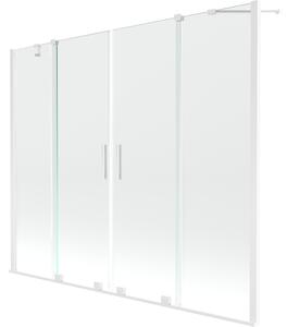Mexen Velar Duo, 2 szárnyas eltolható kádparaván 180 x 150 cm, 8mm átlátszó üveg, fehér profil, 896-180-000-02-20