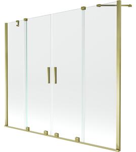 Mexen Velar Duo kétszárnyú, toló fürdőszobai paraván 180 x 150 cm, átlátszó, arany - 896-180-000-02-50