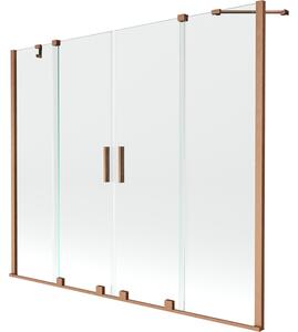 Mexen Velar Duo 2-szárnyú toló kádparaván, 200 x 150 cm, átlátszó, kefeozott réz - 896-200-000-02-65
