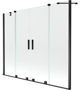 Mexen Velar Duo kétszárnyas toló kádparaván 170 x 150 cm, átlátszó, fekete - 896-170-000-02-70