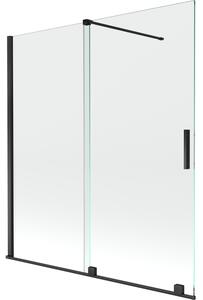 Mexen Velar, 2 szárnyas eltolható kádparaván 150 x 150 cm, 8mm átlátszó üveg, fekete matt, 896-150-000-01-70