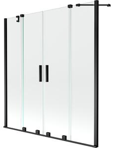 Mexen Velar Duo 2-szárnyas toló fürdőkádparaván 140 x 150 cm, átlátszó, fekete - 896-140-000-02-70