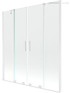 Mexen Velar Duo, 2 szárnyas eltolható kádparaván 140 x 150 cm, 8mm átlátszó üveg, fehér profil, 896-140-000-02-20