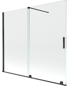 Mexen Velar, 2 szárnyas eltolható kádparaván 180 x 150 cm, 8mm átlátszó üveg, fekete matt, 896-180-000-01-70