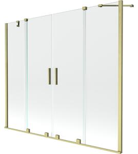 Mexen Velar Duo, 2 szárnyas eltolható kádparaván 180 x 150 cm, 8mm átlátszó üveg, arany matt profil, 896-170-000-02-55