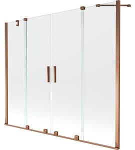 Mexen Velar Duo, 2 szárnyas eltolható kádparaván 170 x 150 cm, 8mm átlátszó üveg, rózsa arany profil, 896-170-000-02-60