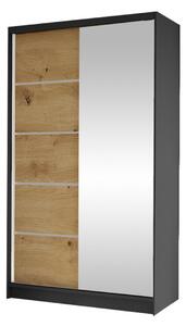 Gardróbszekrény Closico Fractor III, Laminált forgácslap, 200x100x58cm, Artisan tölgy, Fekete