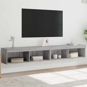 2 db szürke sonoma színű TV-szekrény LED-ekkel 100x30x30 cm
