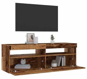 Antik fa színű szerelt fa TV-szekrény LED-ekkel 120x35x40 cm
