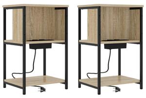 Éjjeliszekrény 2 db Sonoma tölgy 38 x 31 x 61 cm Szerelt Fa