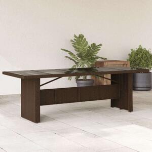 VidaXL Polyrattan Kertasztal Üveglap - Barna - 240x90x75 cm