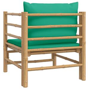 VidaXL bambusz kerti kanapé zöld párnákkal