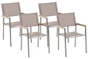 Kerti szék 4 részes készlet Rozsdamentes acél Bézs GROSSETO