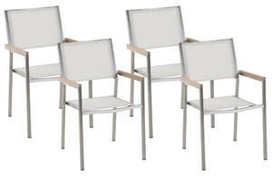 Kerti szék 4 részes készlet Rozsdamentes acél Fehér GROSSETO