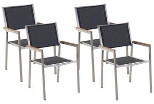 Kerti szék 4 részes készlet Rozsdamentes acél Fekete GROSSETO