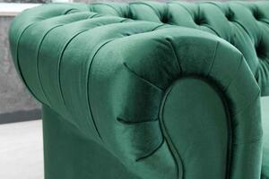 Design 3-szémelyes ülőgarnitúra Chesterfield 192 cm sötétzöld bársony