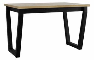 Asztal Victorville 301, Sonoma tölgy, Fekete, 75x80x140cm, Hosszabbíthatóság, Laminált forgácslap, Fém