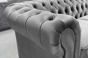 Design 3-szémelyes ülőgarnitúra Chesterfield 192 cm szürke bársony
