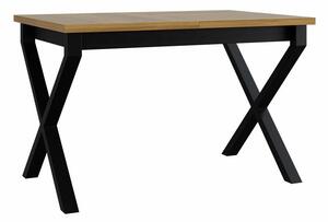 Asztal Victorville 300, Fekete, Grandson tölgy, 75x80x140cm, Hosszabbíthatóság, Laminált forgácslap, Fém