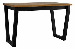 Asztal Victorville 301, Grandson tölgy, Fekete, 75x80x140cm, Hosszabbíthatóság, Laminált forgácslap, Fém