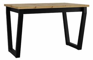 Asztal Victorville 301, Fekete, Artisan tölgy, 75x80x140cm, Hosszabbíthatóság, Laminált forgácslap, Fém